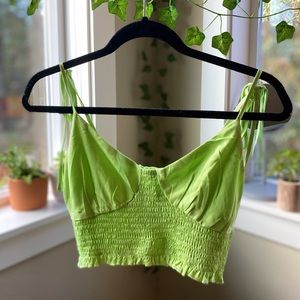 Green tank top with tie straps